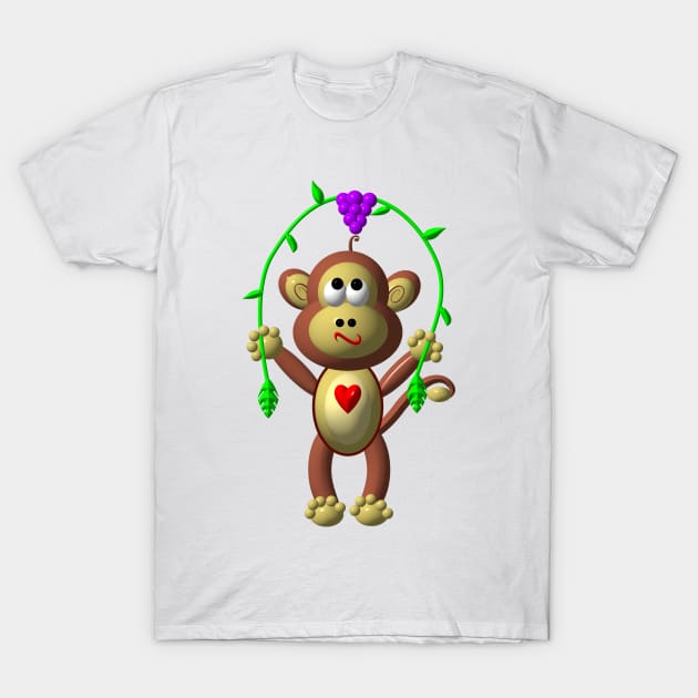 Cute Monkey Jumping Rope T-Shirt by CuteCrittersWithHeart